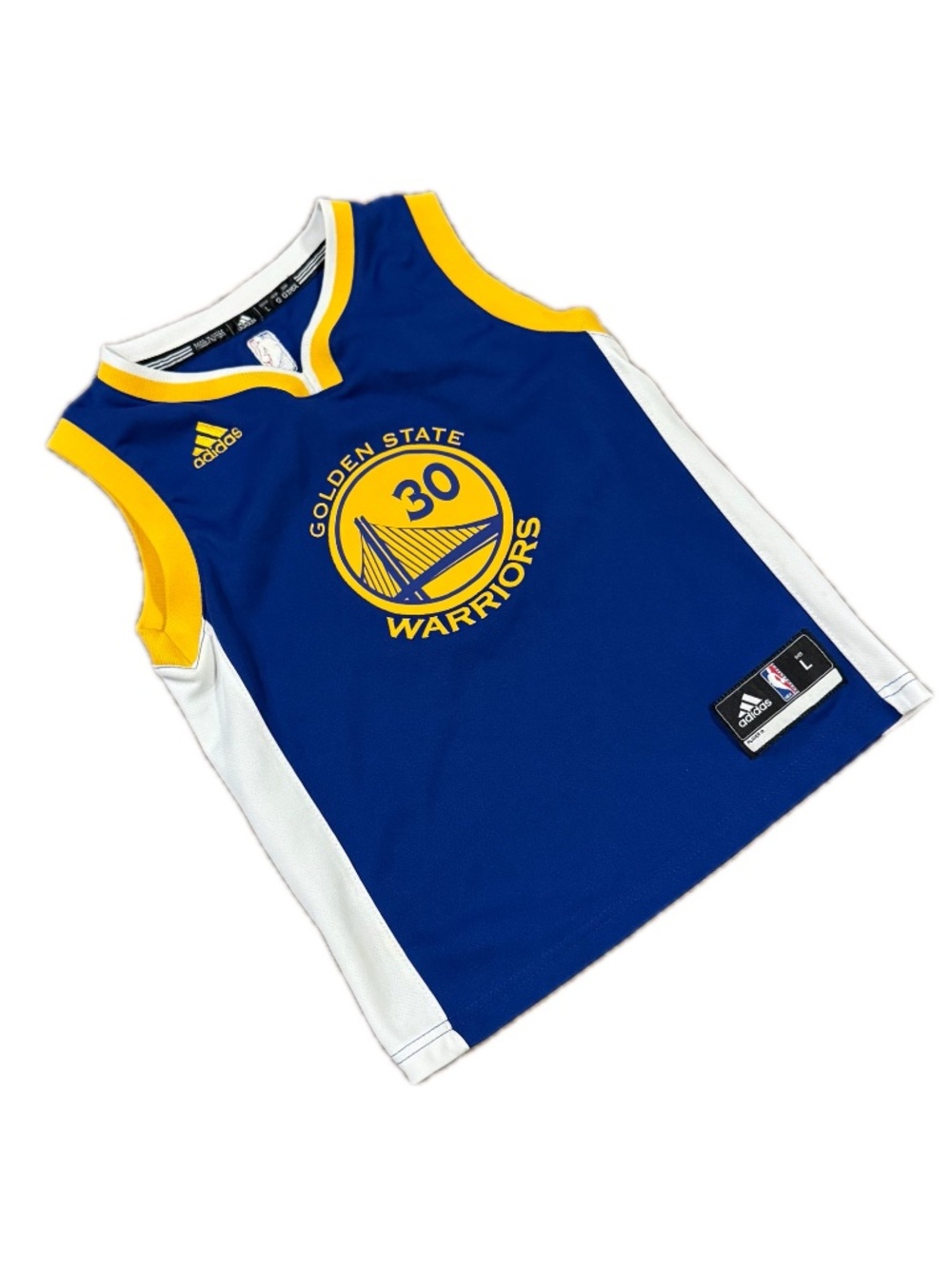 Adidas Golden State Warriors Blue Jersey Curry #30 Size L Toddler NBA Basketball